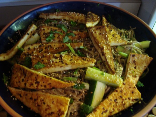 Soba Noodles In Soy Vinegar Dressing With Tofu on The Yogi Movement by Monica Dawn Stone